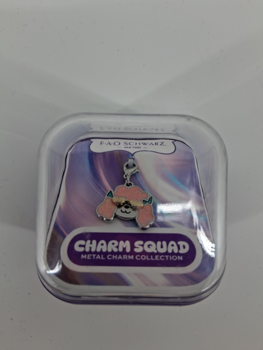 FAO Schwarz Pink Poodle Enamel Charm with Silver Clasp